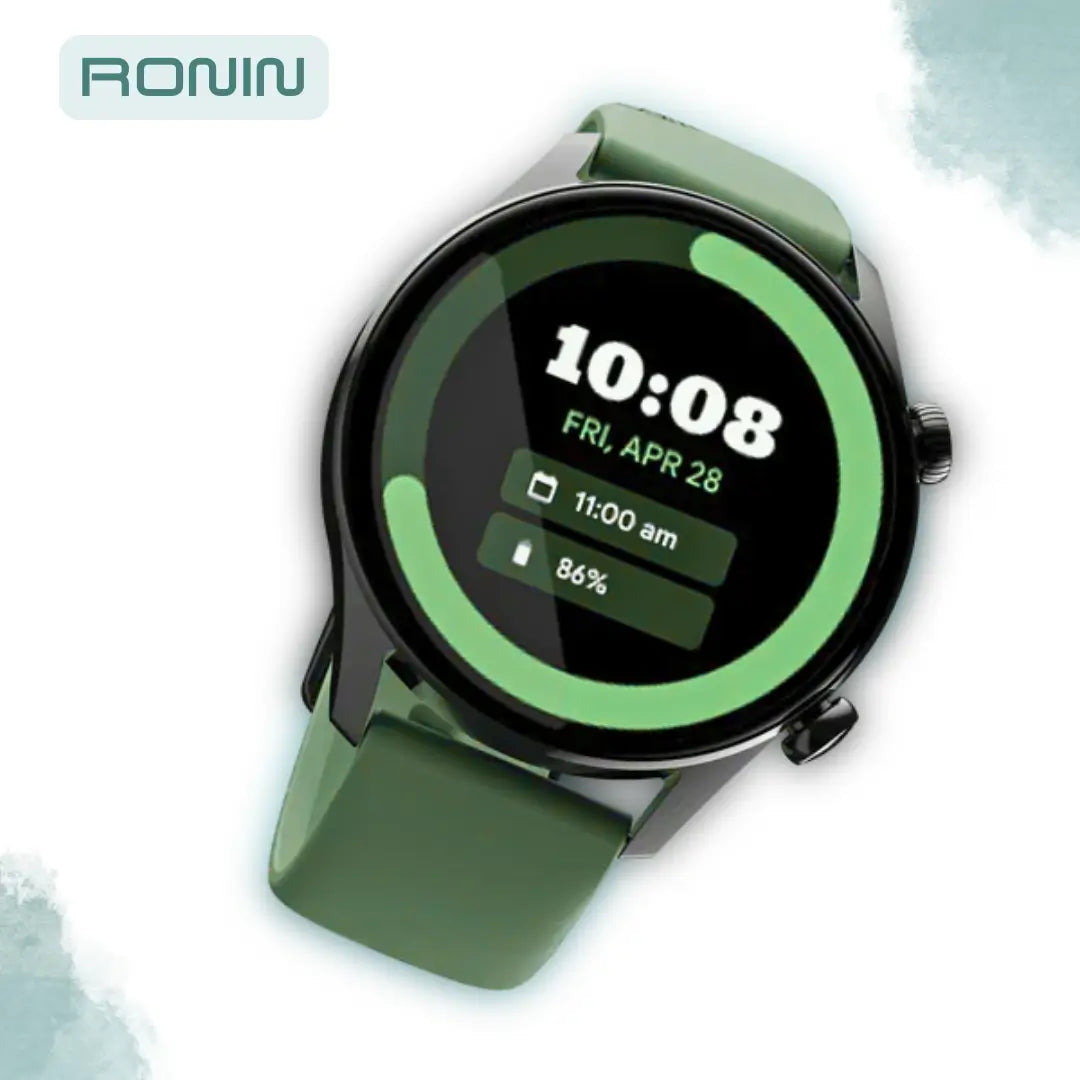 Ronin R-08 Smartwatch Silver with Grass Green Strap