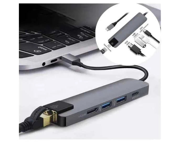 SpeedX Type C HDMI Adapter - 5 In 1 USB C Hub - TechSeaShop