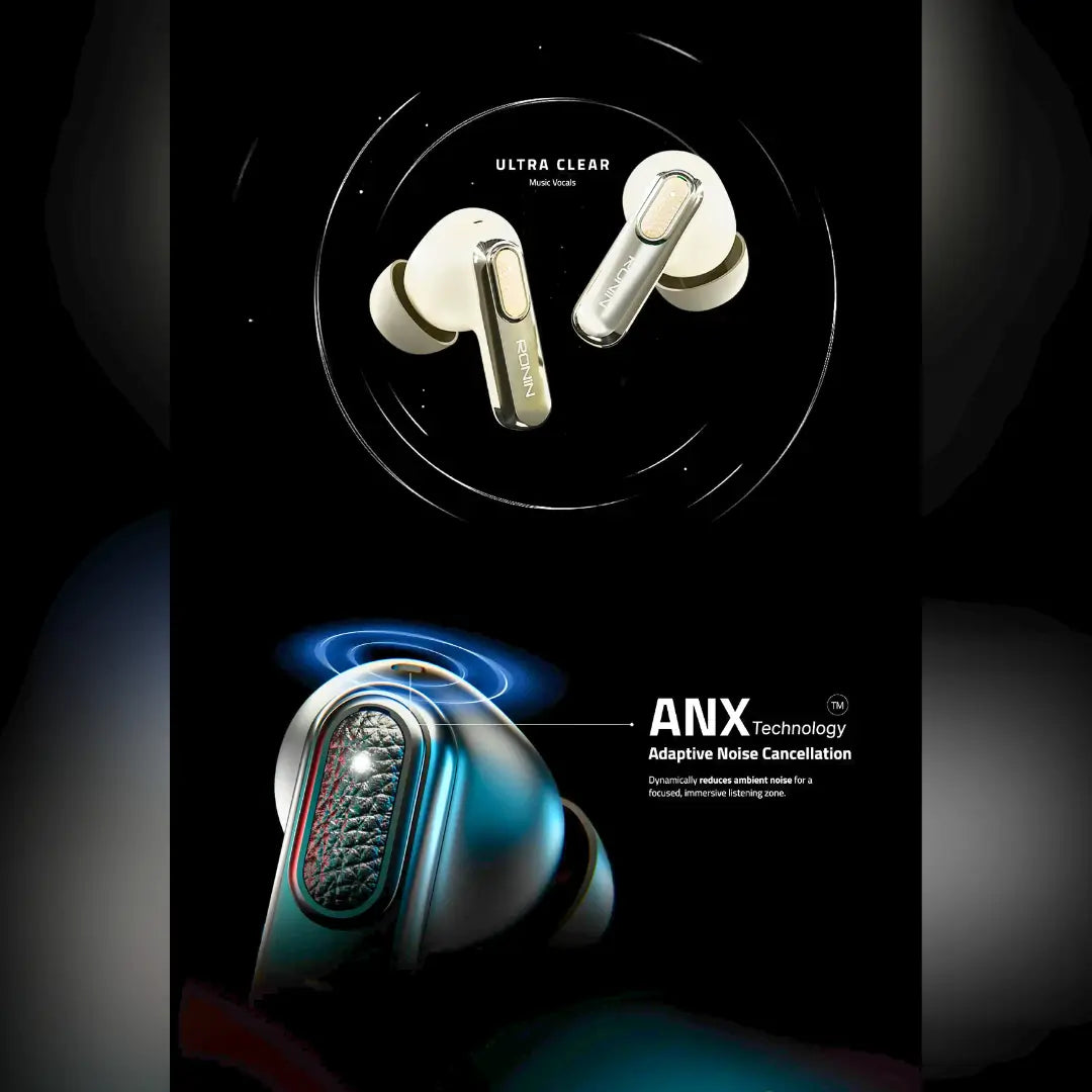 Ronin Nox Earbuds R-7080 – ANC, ENC, Gaming Mode & Premium Leather Design