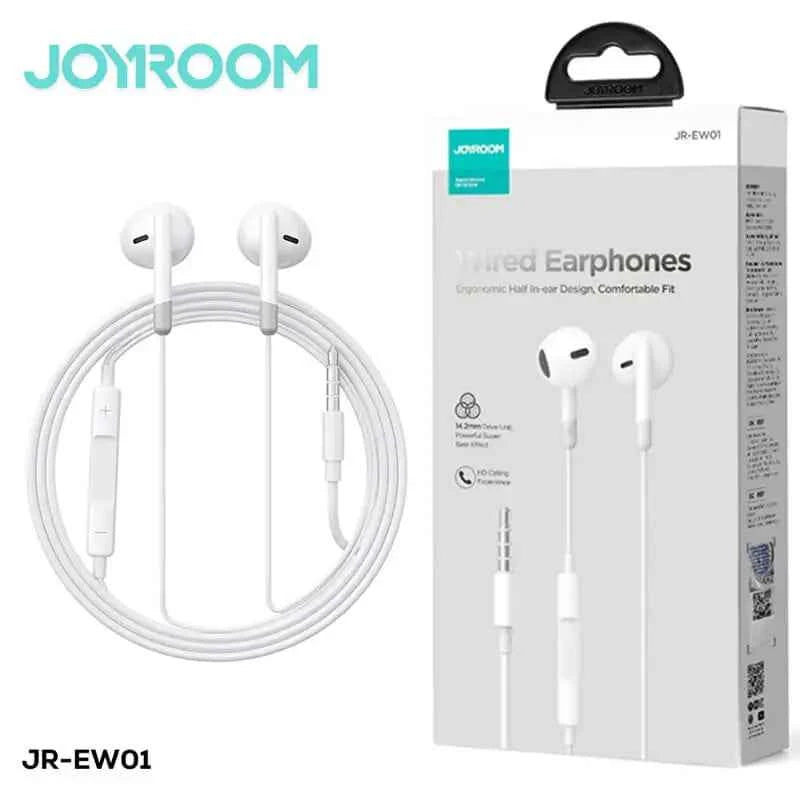Joyroom-EW01 3.5mm Wired Series Half In-Ear Earphones White | High-Quality Sound