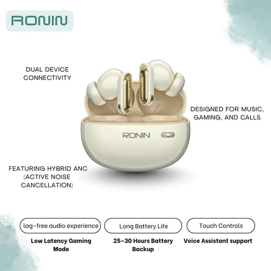 Ronin R-7050 Eminence Earbuds β Hybrid ANC, Dual Device Connection