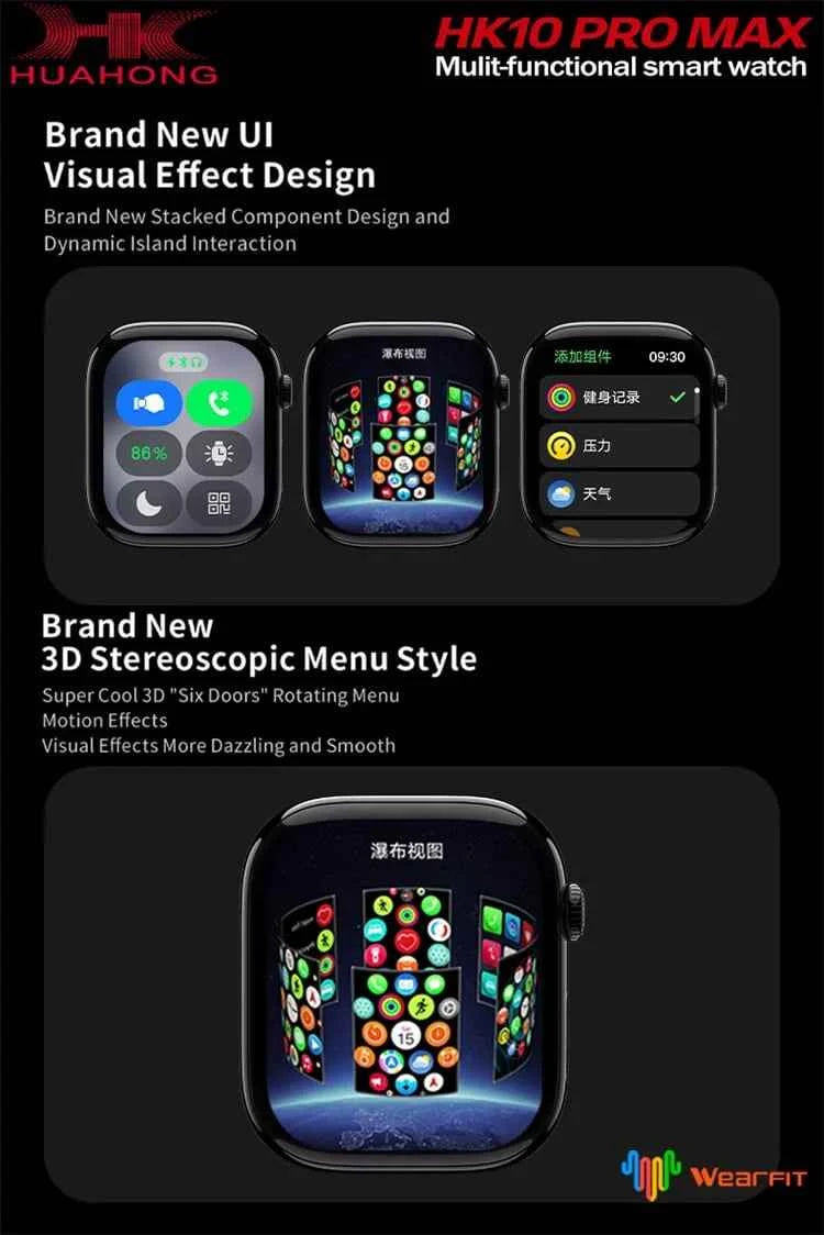 HK10 Pro Max Smart Watch Latest Series 10 Ultra Thin Slimmest Design Stainless Steel Android Smart Watch