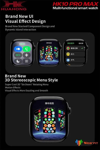 HK10 Pro Max Smart Watch Latest Series 10 Ultra Thin Slimmest Design Stainless Steel Android Smart Watch