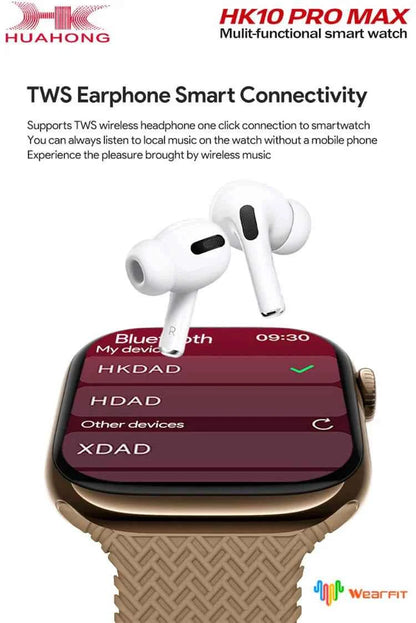 HK10 Pro Max Smart Watch Latest Series 10 Ultra Thin Slimmest Design Stainless Steel Android Smart Watch