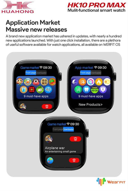 HK10 Pro Max Smart Watch Latest Series 10 Ultra Thin Slimmest Design Stainless Steel Android Smart Watch