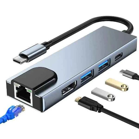 SpeedX Type C HDMI Adapter - 5 In 1 USB C Hub with 4K Support for Netflix & YouTube