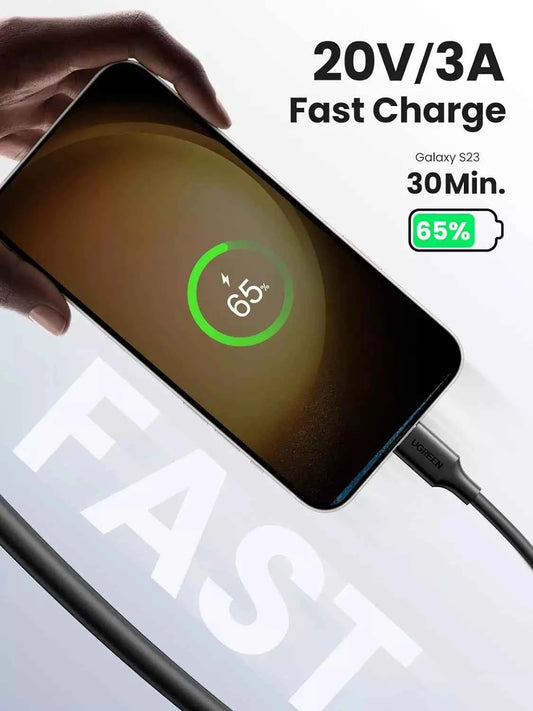 UGREEN USB C Charger Cable 60W PD Fast Charging 2M 10306 Black BIS