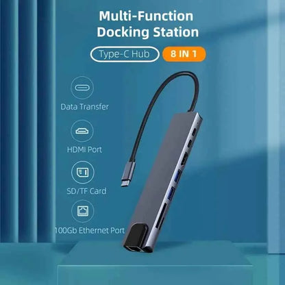 8-in-1 USB Hub for Ultimate Connectivity and Versatility