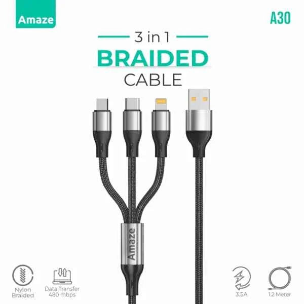 Amaze A30 Braided USB Cable 3.5A 1.2M - Charge and Sync Faster