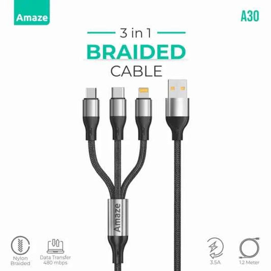 Amaze A30 Braided USB Cable 3.5A 1.2M - Charge and Sync Faster
