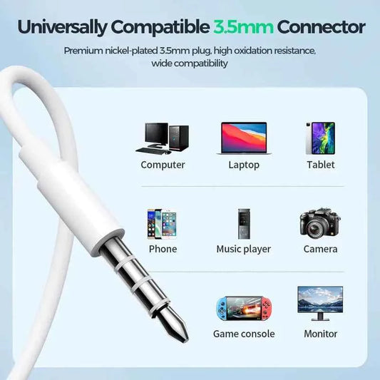 Joyroom-EW01 3.5mm Wired Series Half In-Ear Earphones White | High-Quality Sound