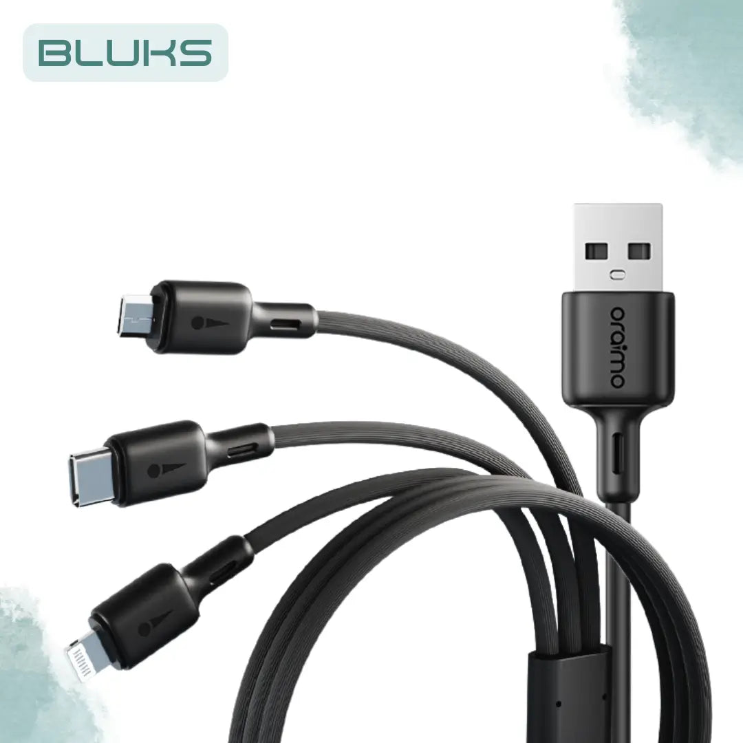Oraimo Duraline 3-in-1 Cable – 3A Fast Charging