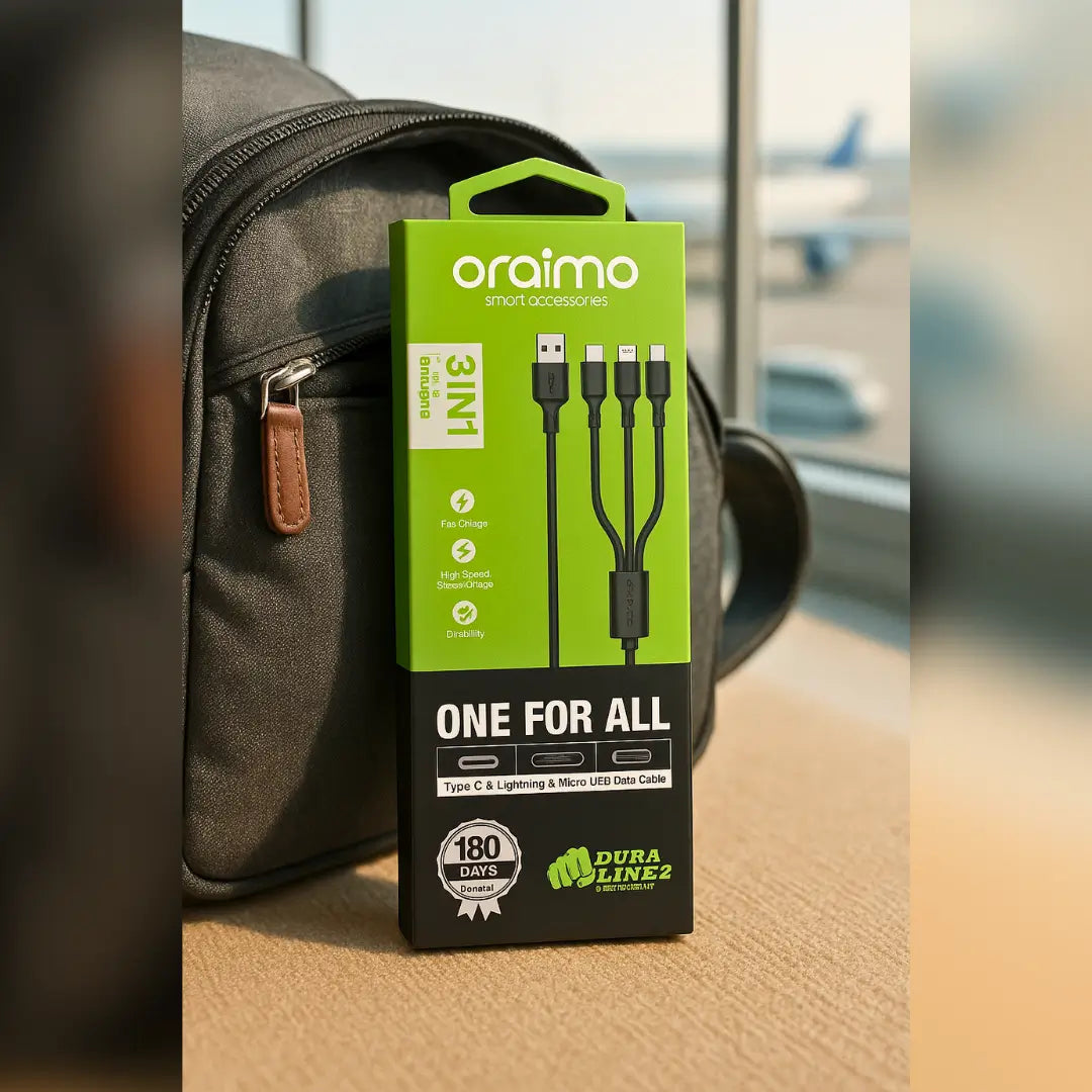 Oraimo Duraline 3-in-1 Cable – 3A Fast Charging
