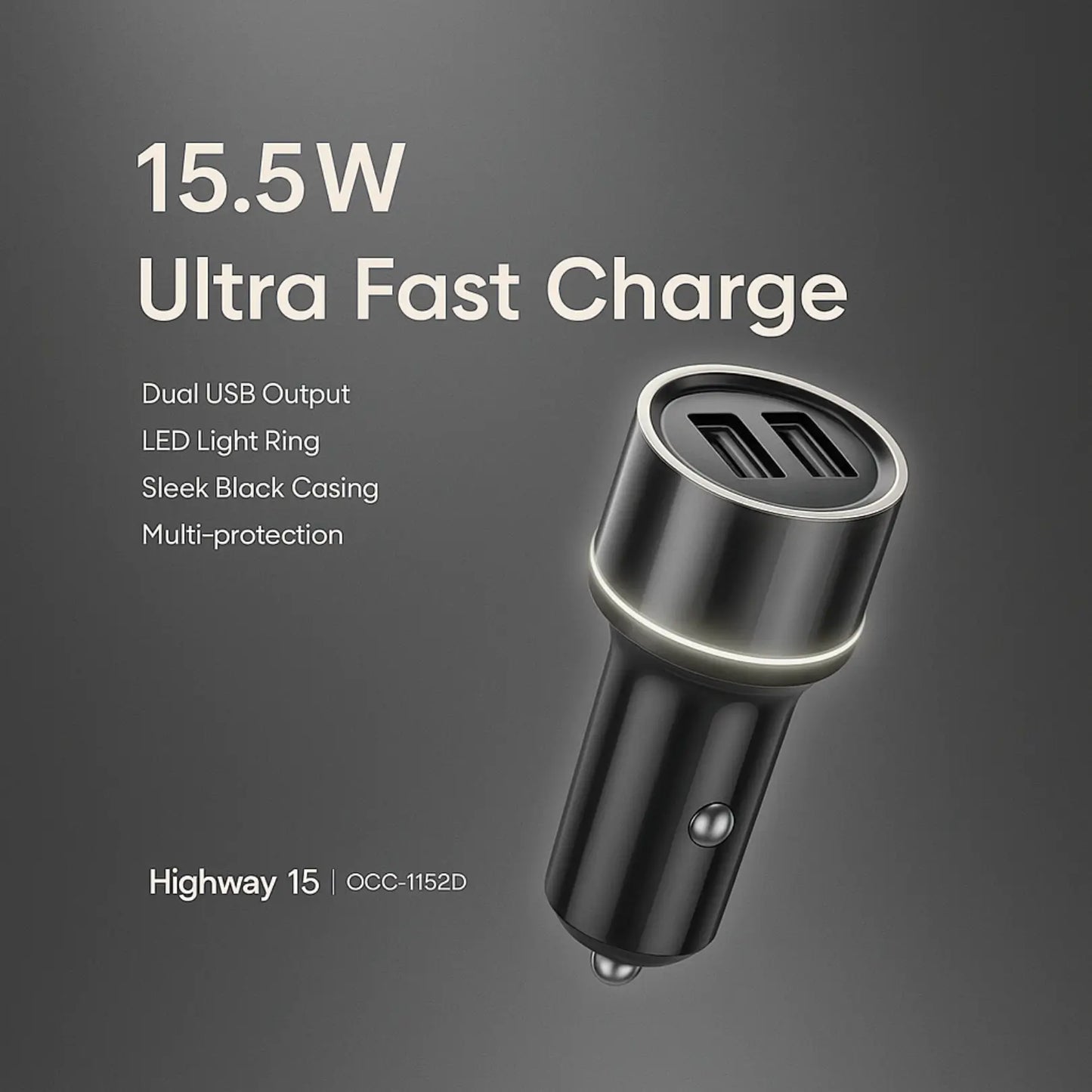 Oraimo Highway 15 15.5W Car Charger with 3-in-1 Cable