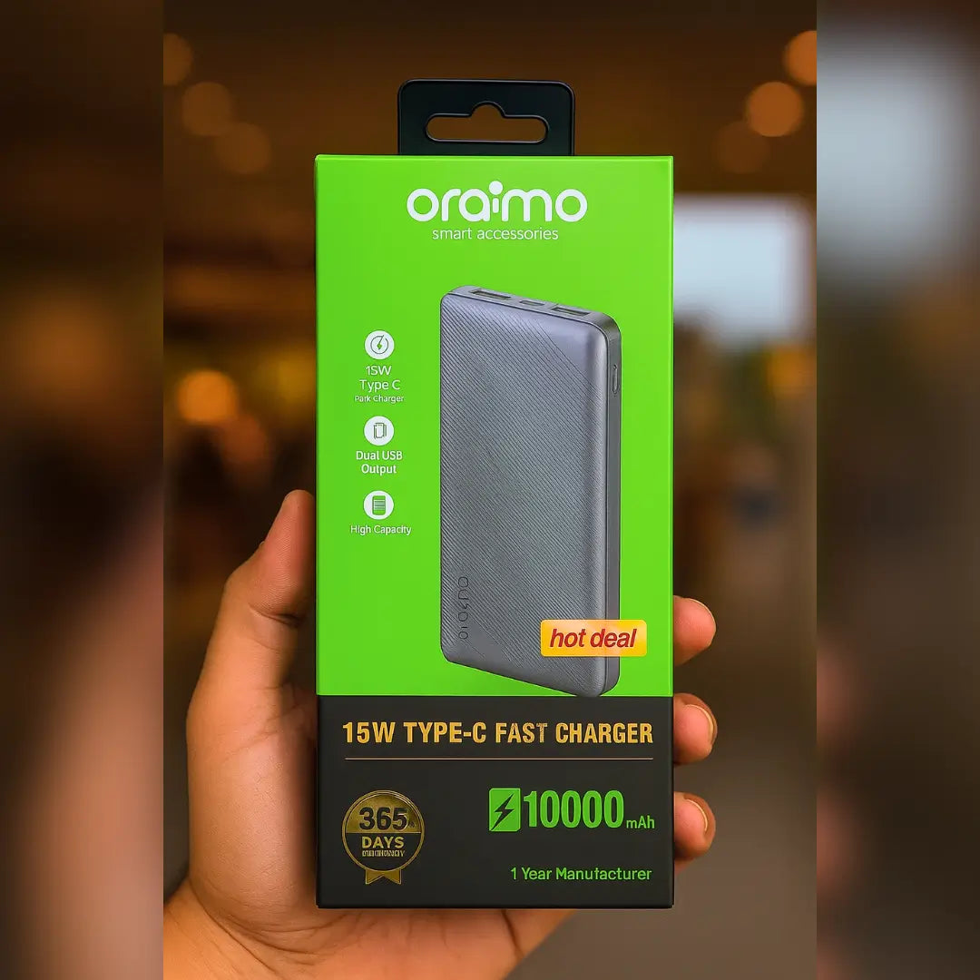 Oraimo Toast 15 Flash 10000mAh Power Bank – Fast Charging