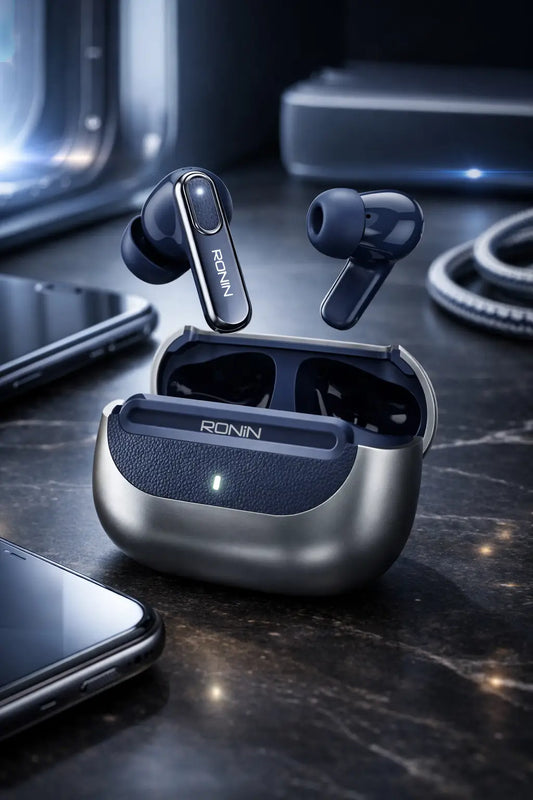 Ronin Nox Earbuds R-7080 – ANC, Gaming Mode & Premium Leather Design