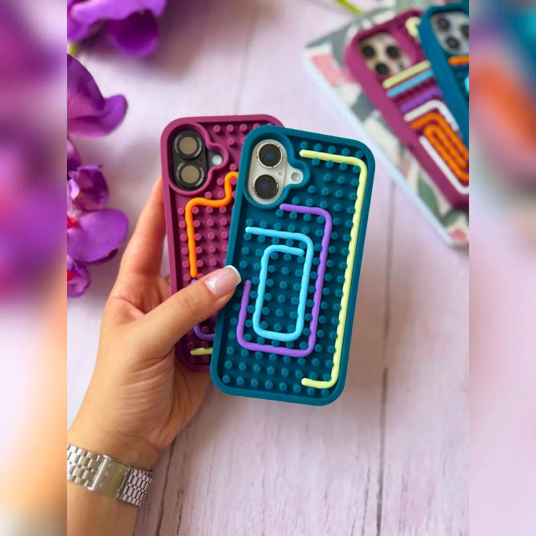 DIY Puzzle Phone Case for iPhone - Stress Relief Silicone Fidget Cover
